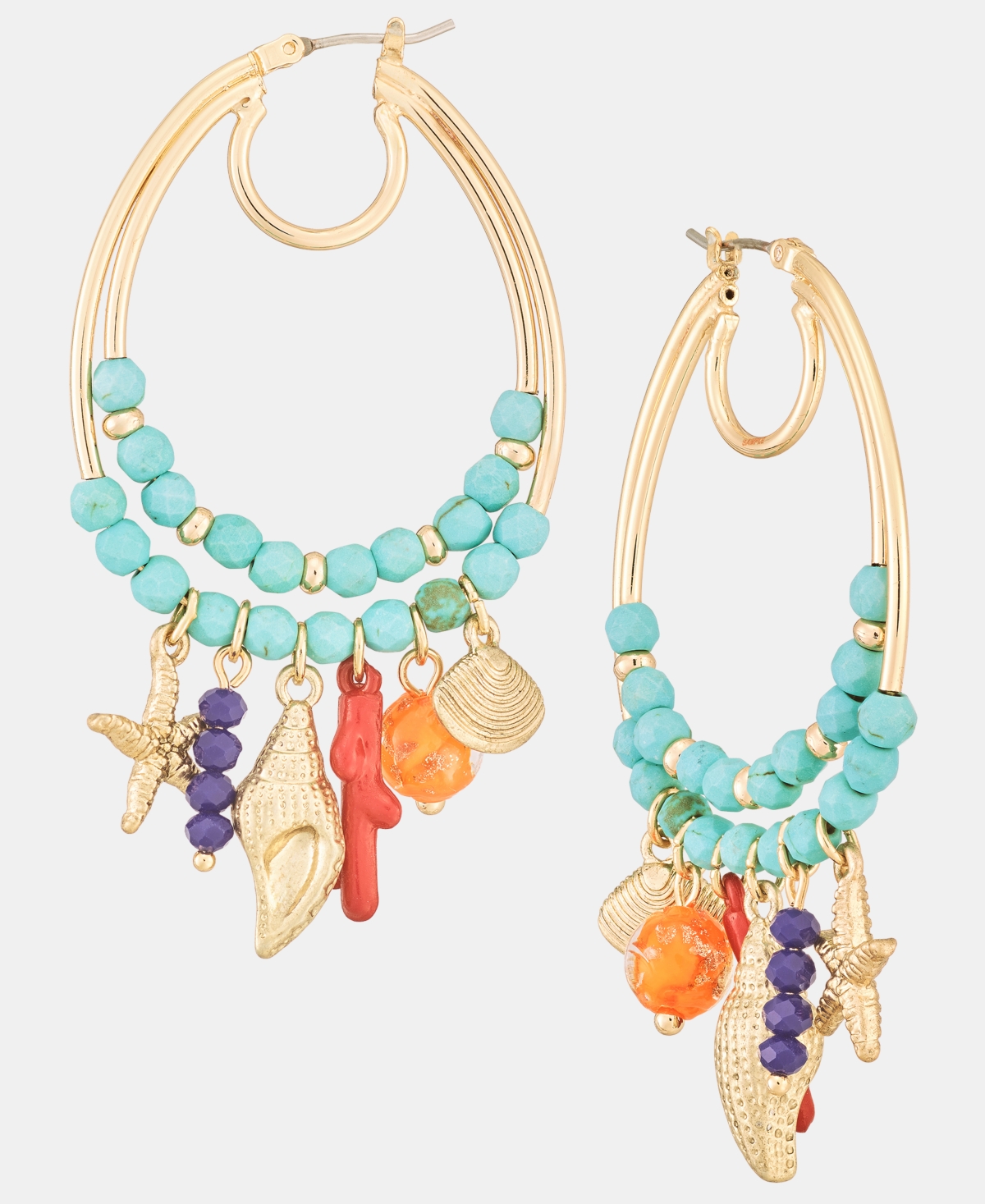 lonna & lilly Sealife Charm Beaded Hoop Earrings