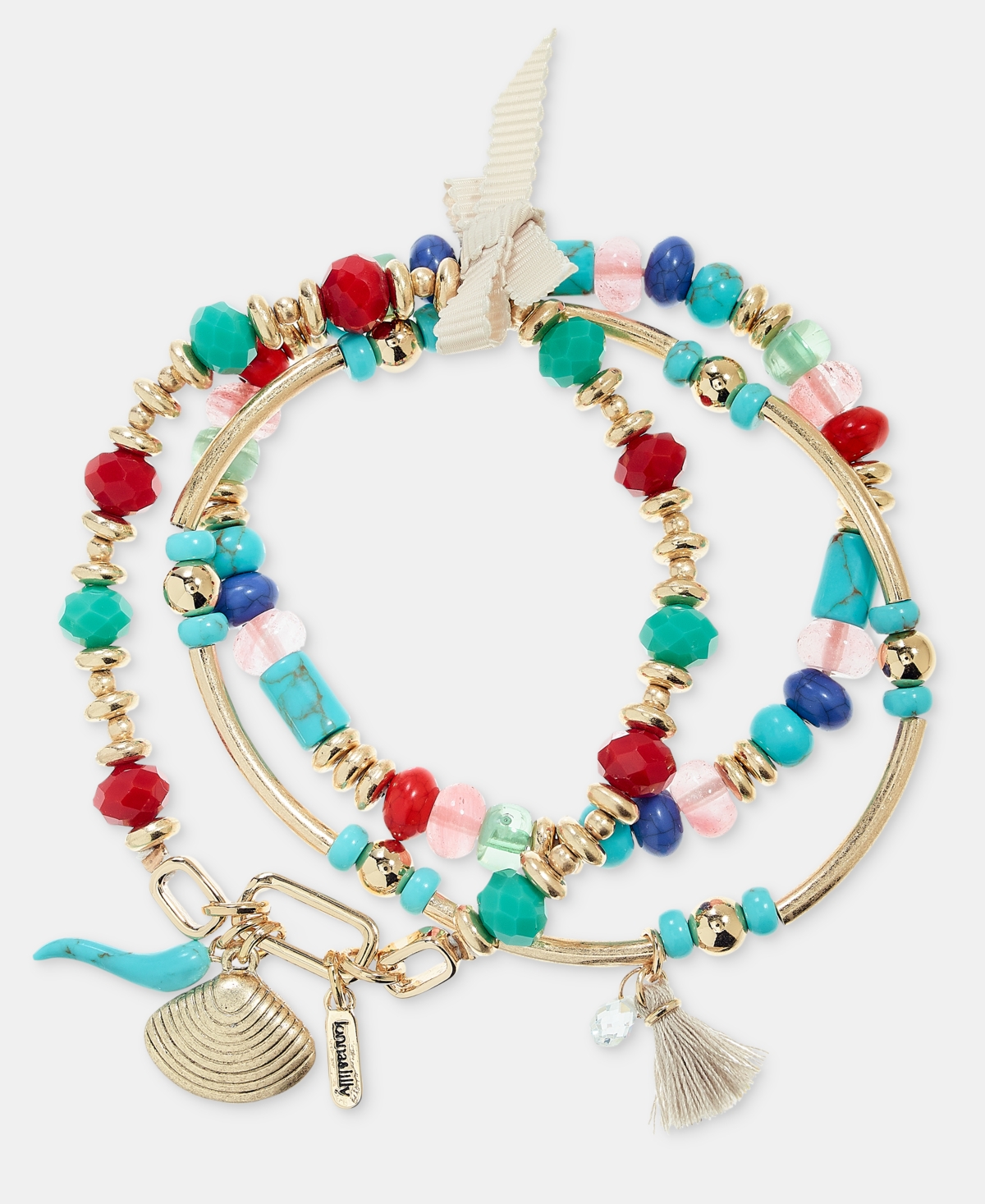 lonna & lilly Beaded Charm Stretch Bracelets, 3-Piece Set