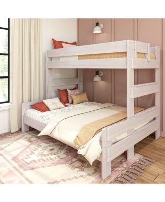 Solid Wood Bunk Bed, Modern Farmhouse Platform Bed Frame For Kids