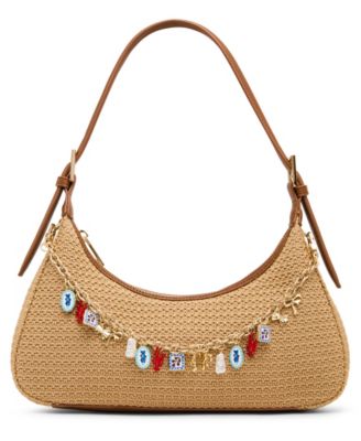 Nicoles Straw Medium Shoulder Handbag