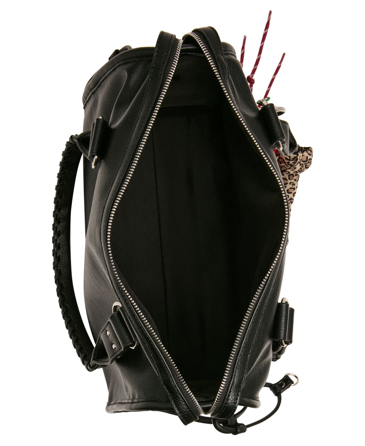 Женская сумка Madden Girl Vander Medium Scarf Detail Bowler Handbag, цвет: Чёрный — фото 4
