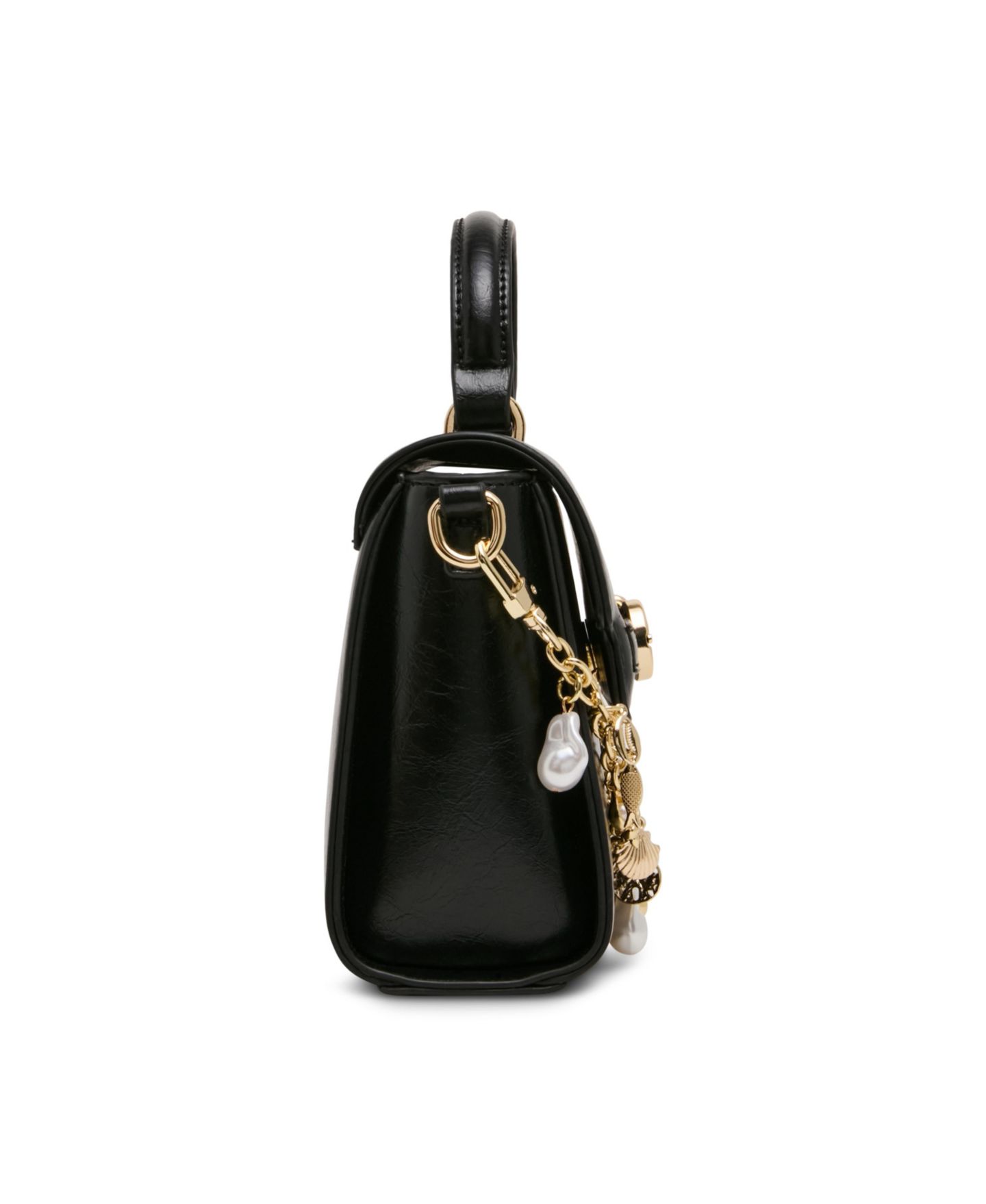 Женская сумка Madden Girl Shell Small Magnetic Snap Satchel Handbag, цвет: Чёрный — фото 4
