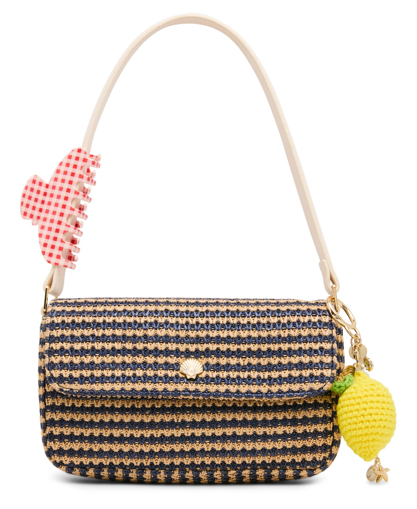 Женская сумка Madden Girl Alanna Straw Small Shoulder Handbag, цвет: Тёмно-синий / Коричневый — фото 1
