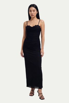 Women's Premium Tulle Lace Trim Maxi Dress