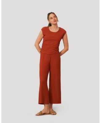 Women's Rib Side Shirred Top and Wide Leg Set