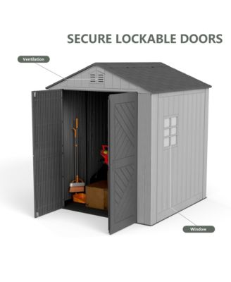 6.2 Feet W X 6.1 Feet D Durable Resin Outdoor Storage Shed With Floor And Double Doors