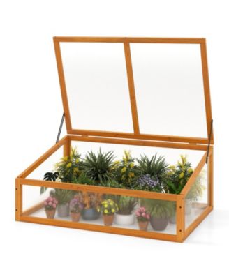 Fir Wood Cold Frame Greenhouse with Transparent Flip-Top Roof