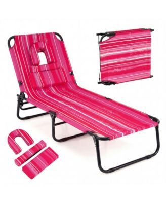 Folding Tanning Chair with Face Hole and 3 Removable Pillows