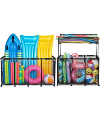 2 Pack Metal Frame Pool Float Storage Bin Basket Extra Large for Toy Raft Noodles