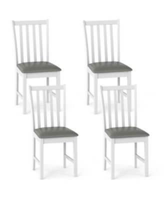 Wooden Dining Chair Set of 4 with Rubber Wood Frame and Padded Seat and Curved Back