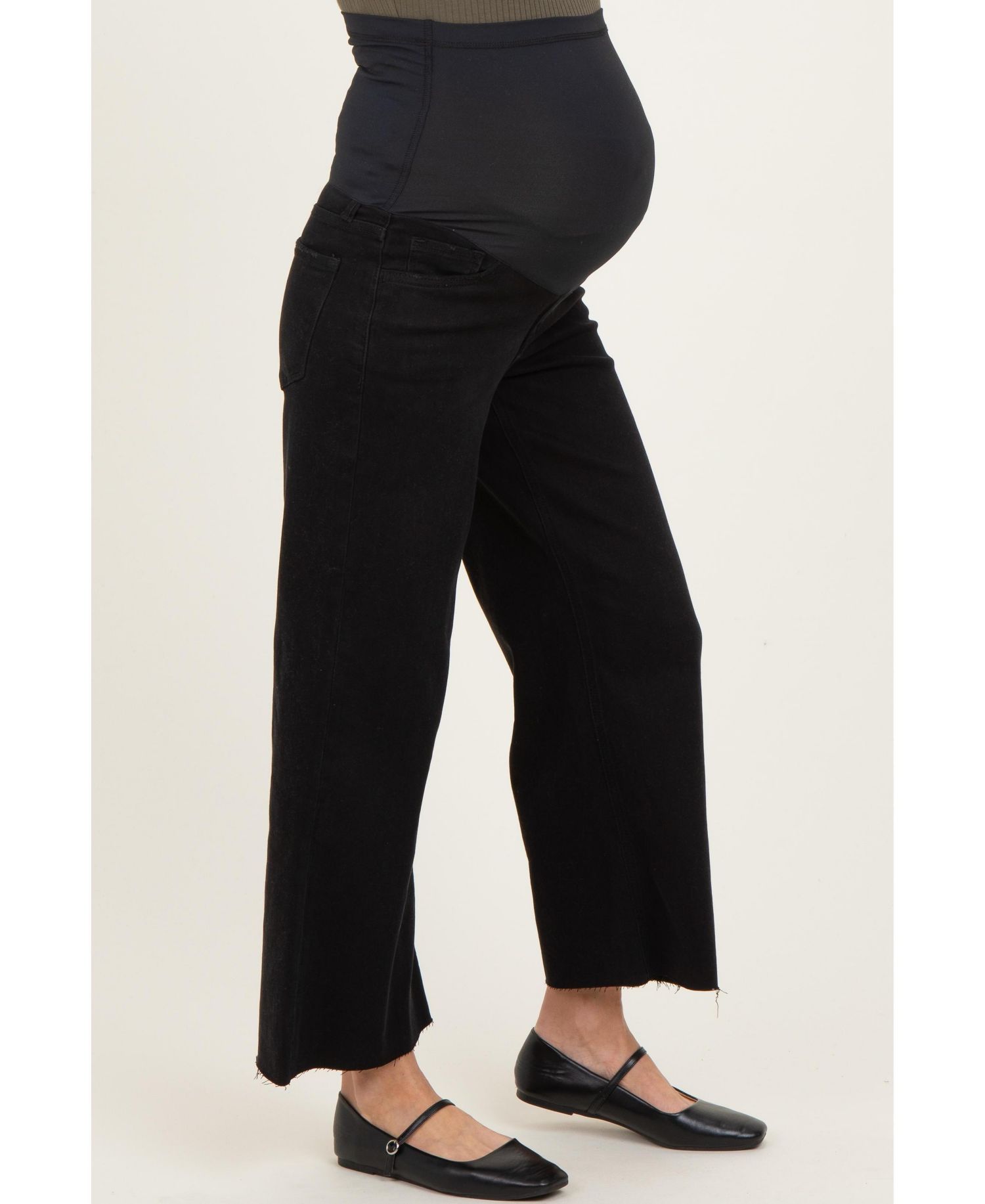 Women's Raw Hem Crop Wide Leg Jeans