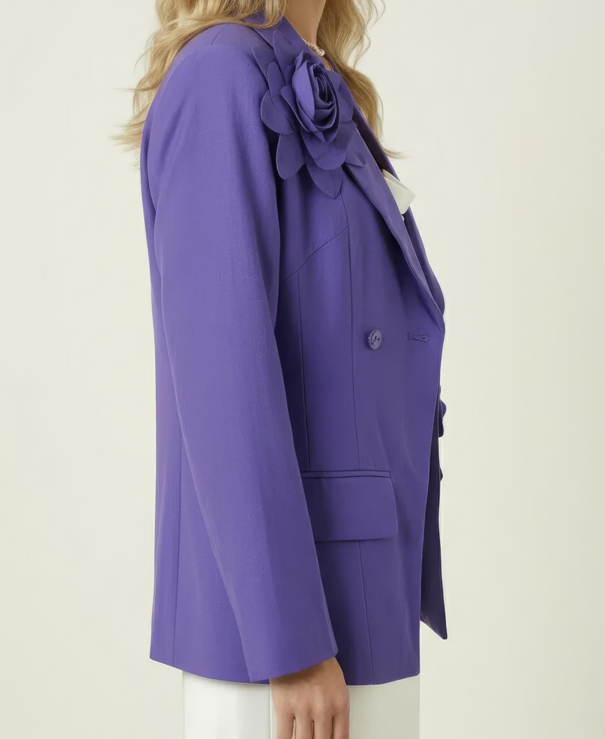 Modenaire Women's 3D Floral Applique Structured-Fit Blazer