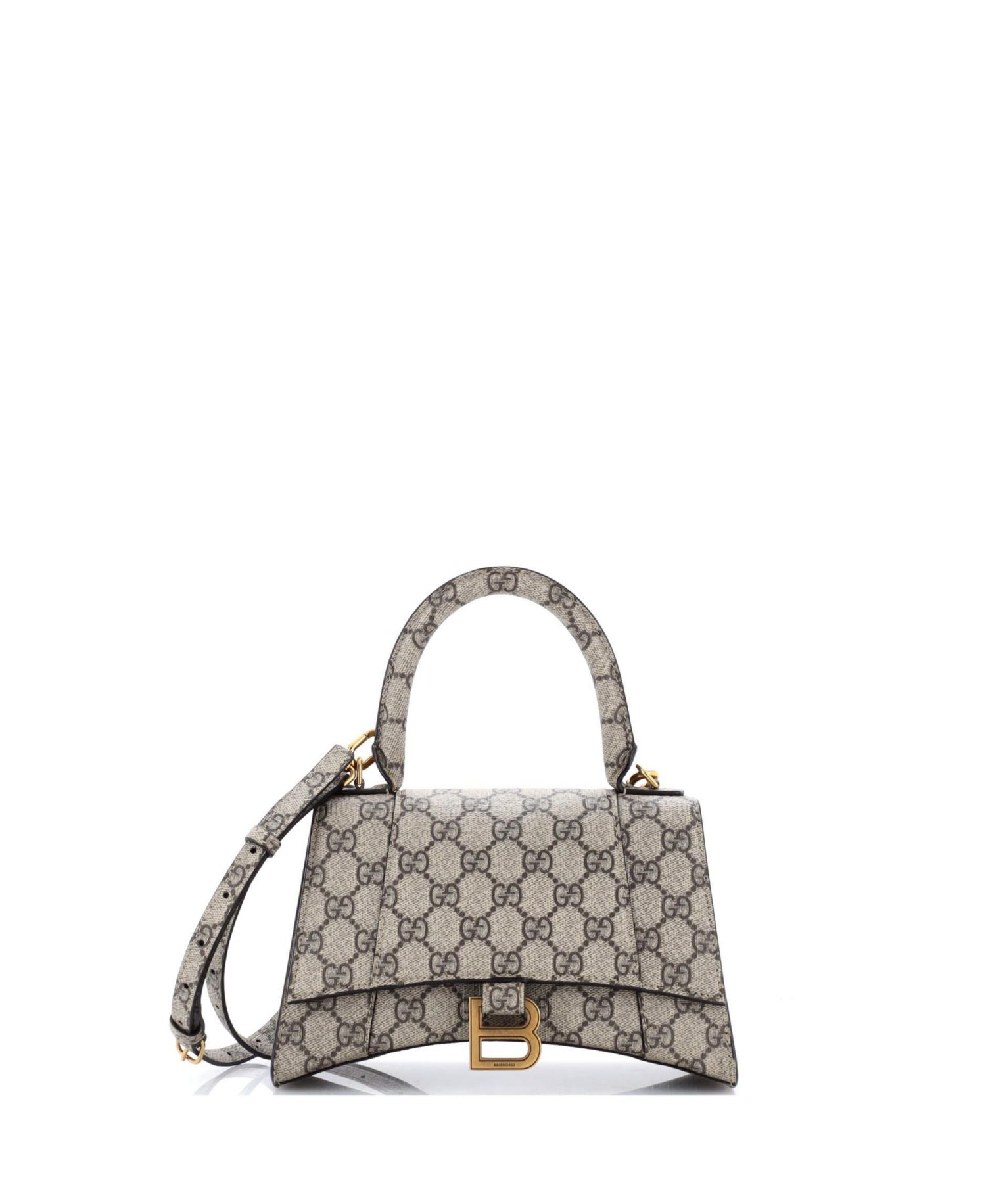 Small x Balenciaga The Hacker Project Hourglass Top Handle Bag GG Coated Canvas