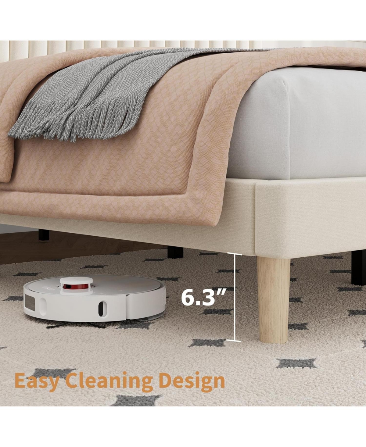 gaomon Upholstered Platform Bed with Adjustable Tufted Headboard and Slat Support