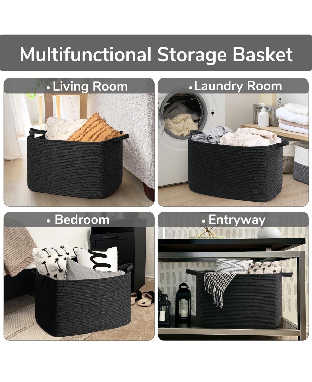 Gnuadz Woven Rope Storage Basket Rectangle