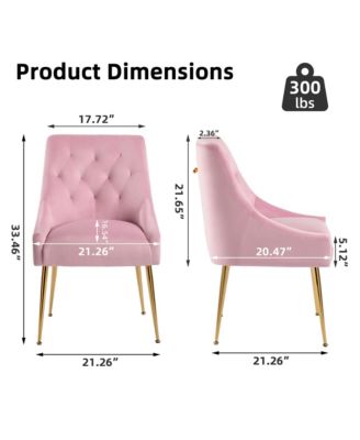 Velvet Upholstered Dining Chairs Set of 6, Mid Century Modern Kitchen Chairs with 5.12" Cushions and Back Pull Rod