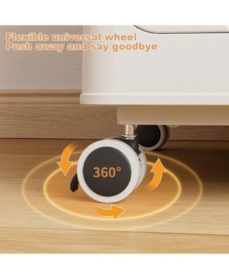 2 Pack Rolling Laundry Hamper with Lid, Collapsible Plastic Clothes Basket with Wheels