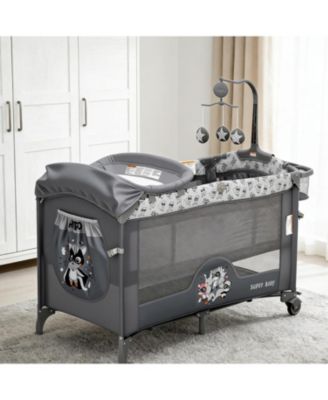 4 in 1 Baby Bassinet and Playard with Changing Table and Toy Bar
