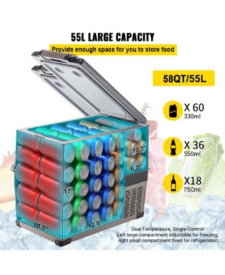 58 Quart Portable Car Refrigerator Dual Zone 12V 24V for Camping