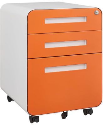 Drawer Mobile File Cabinet with Lock, Under Desk Metal Filing Cabinet for Home Office, Under Desk Storage with 5 Wheels for Letter/Legal Size