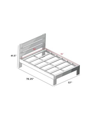 Max and Lily Bed Frame, Farmhouse Solid Wood Platform Bed with Slatted Headboard