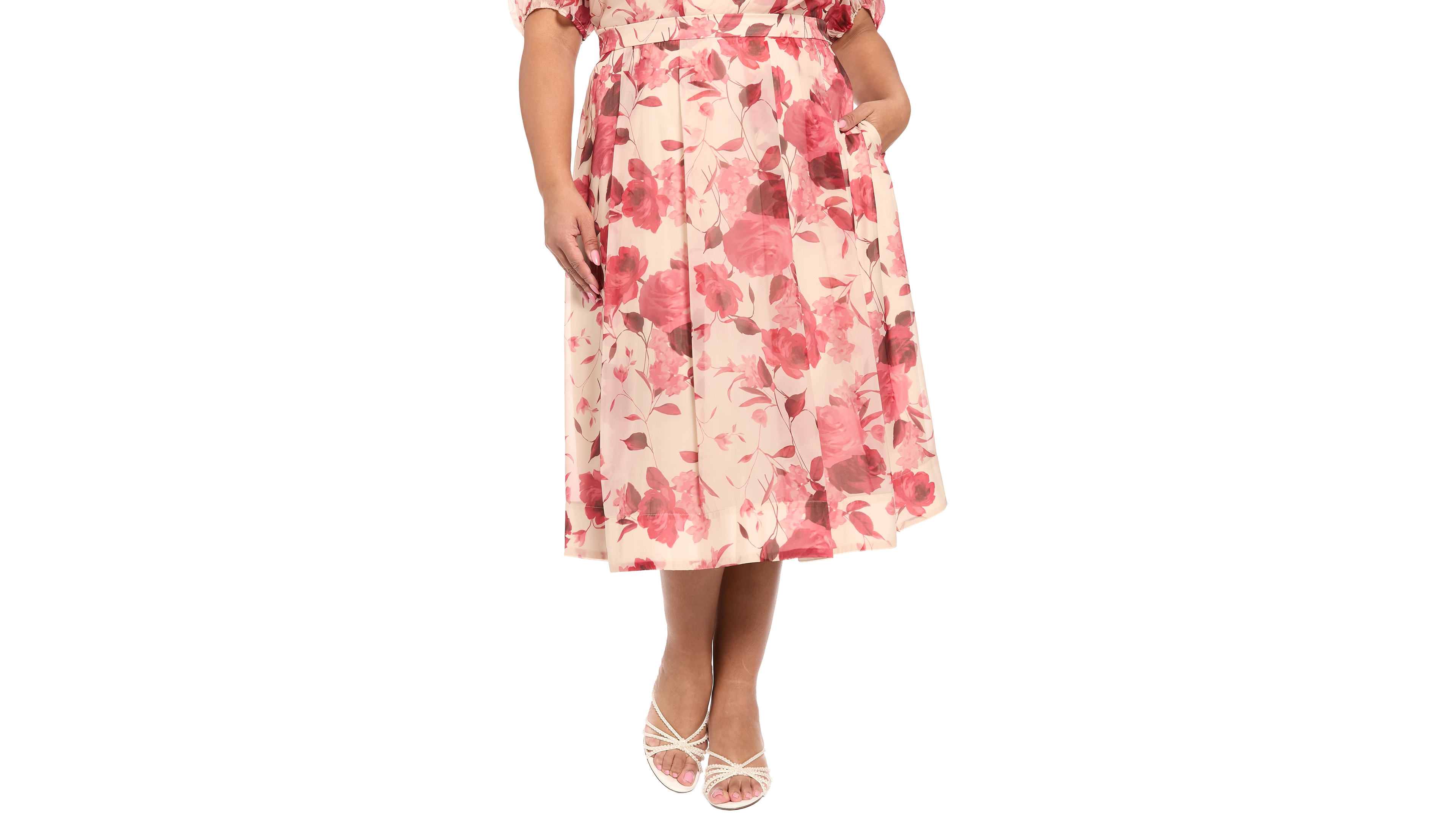 Muse Plus Pleated Organza Midi Skirt
