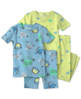 Toddler Girls' 2T-5T Pufferfish Short-Sleeve T-Shirt, Shorts and Pants, 4-Piece Pajama Set