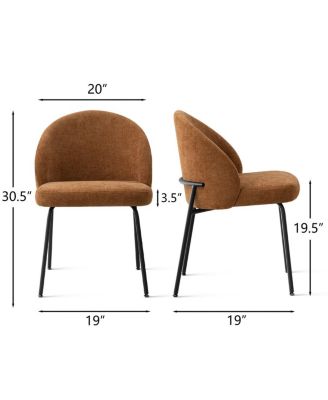 Modern Upholstered Dining Side Chairs Set of 2, Metal Legs