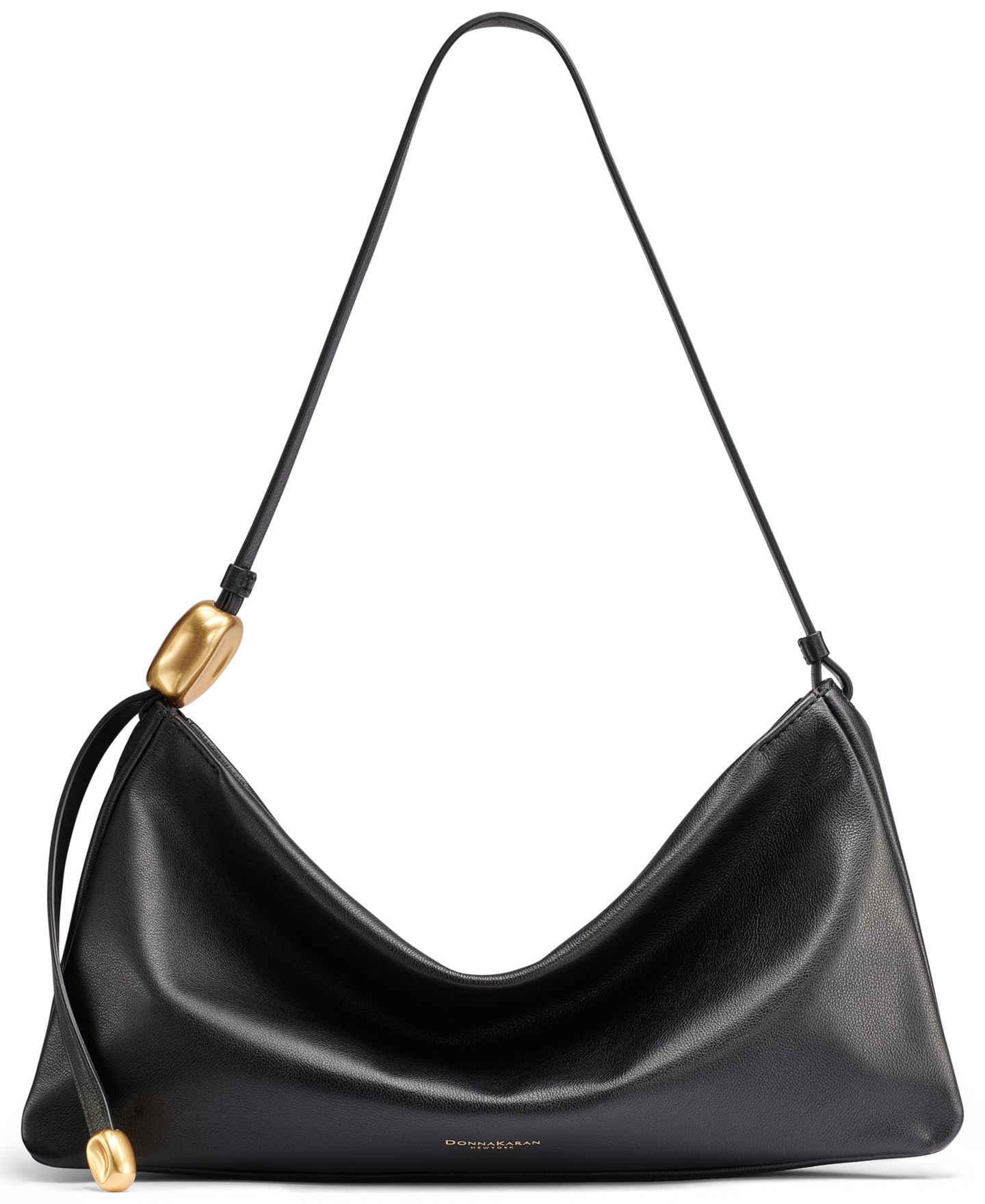 Женская сумка Donna Karan New York Large Leather Shoulder, цвет: Чёрный / Золотой — фото 1