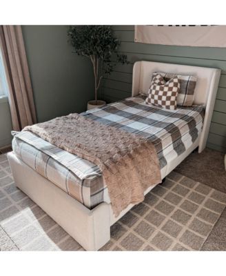 Max & Lily Upholstered Bed with Rectangular Headboard Drawer Side Storage