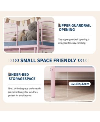 Bunk Bed, Metal Bunk Beds with Ladder and Guardrail,Heavy Duty Space Saving Design,Smooth Rounded Edges,Ideal for Dorms and Small Rooms