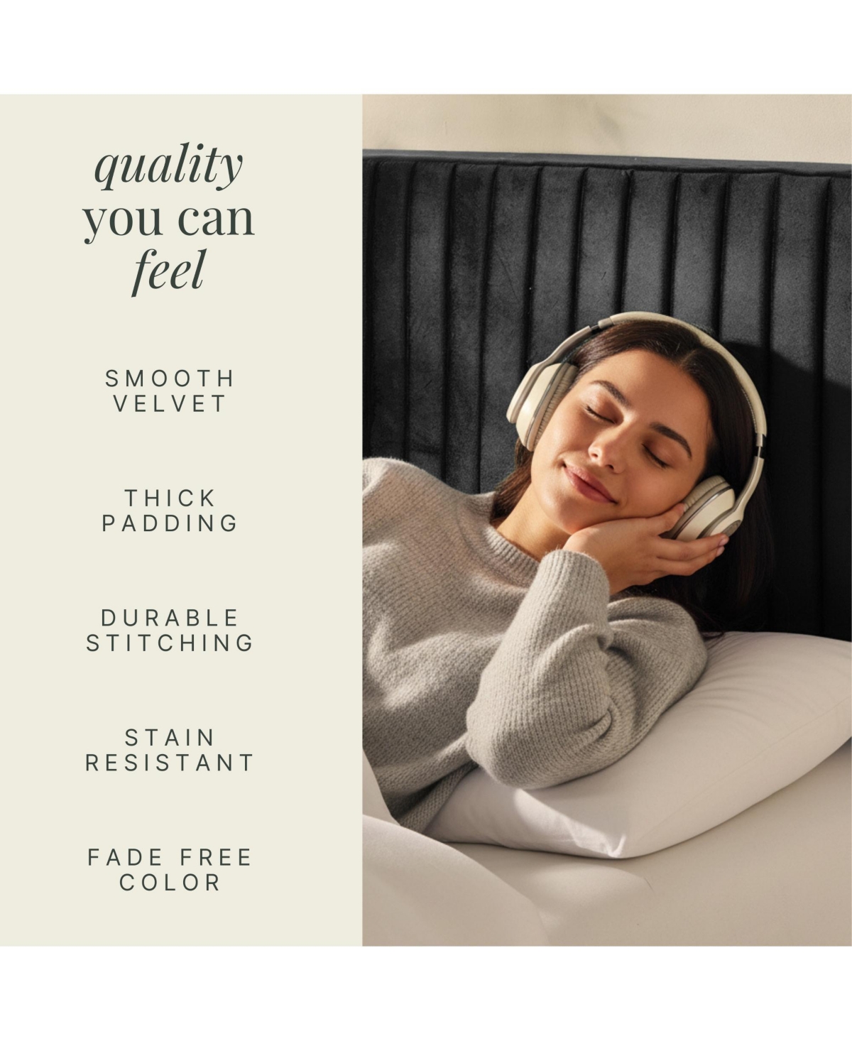 Nestl Velvet Headboard, wall mounted, peel and stick, easy assemble