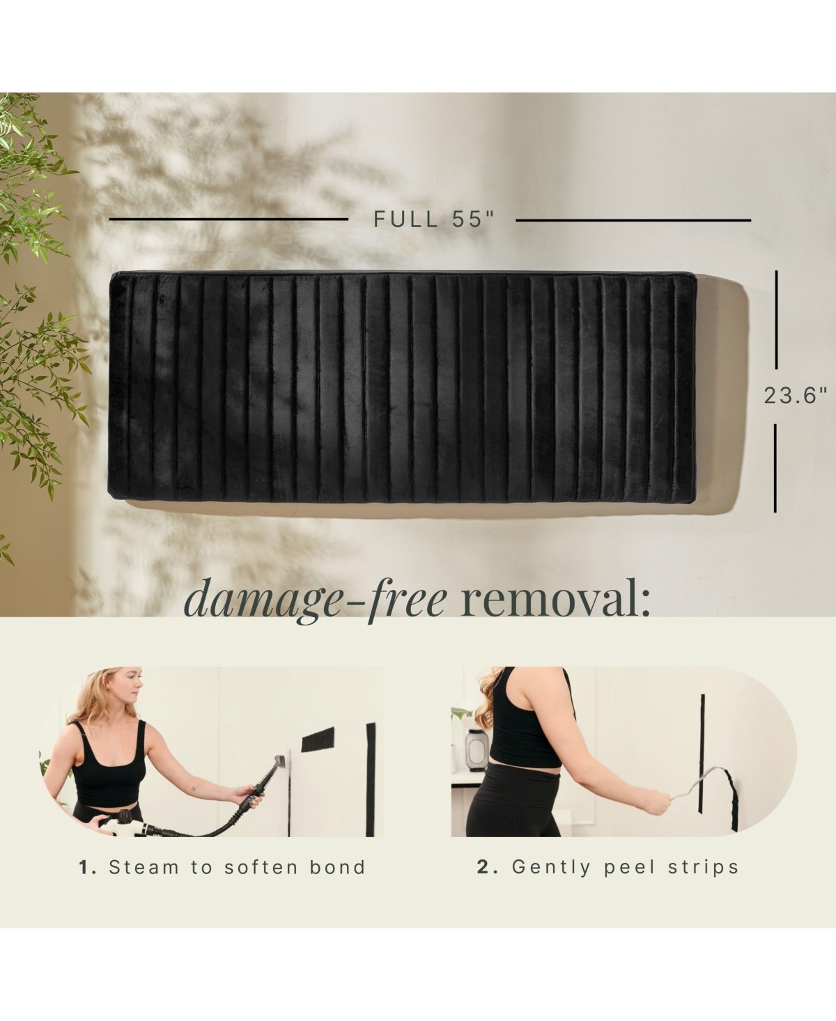 Nestl Velvet Headboard, wall mounted, peel and stick, easy assemble