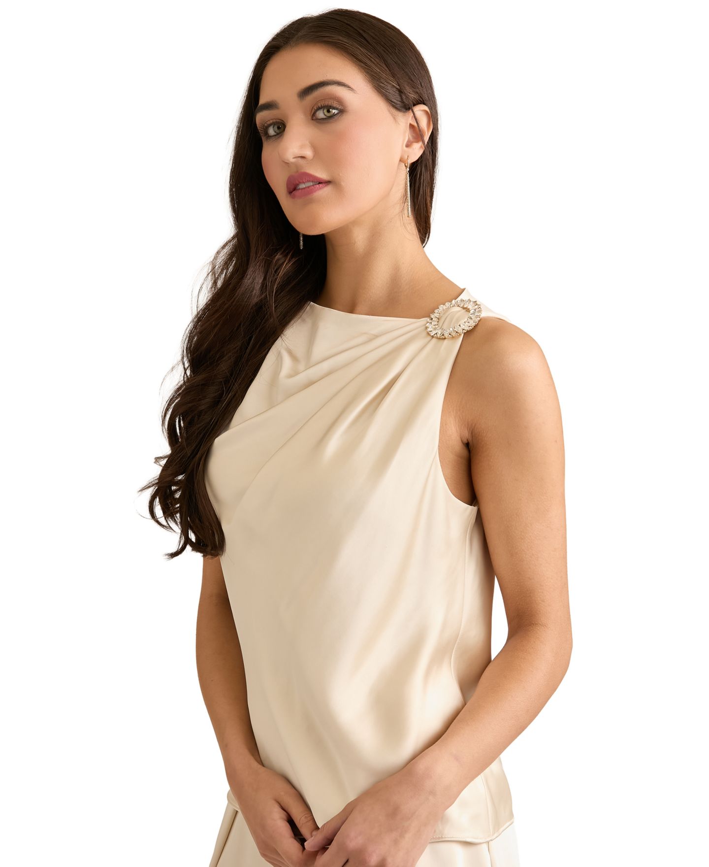 Женский топ Muse Asymmetric Neck, цвет: Кремовый — фото 2