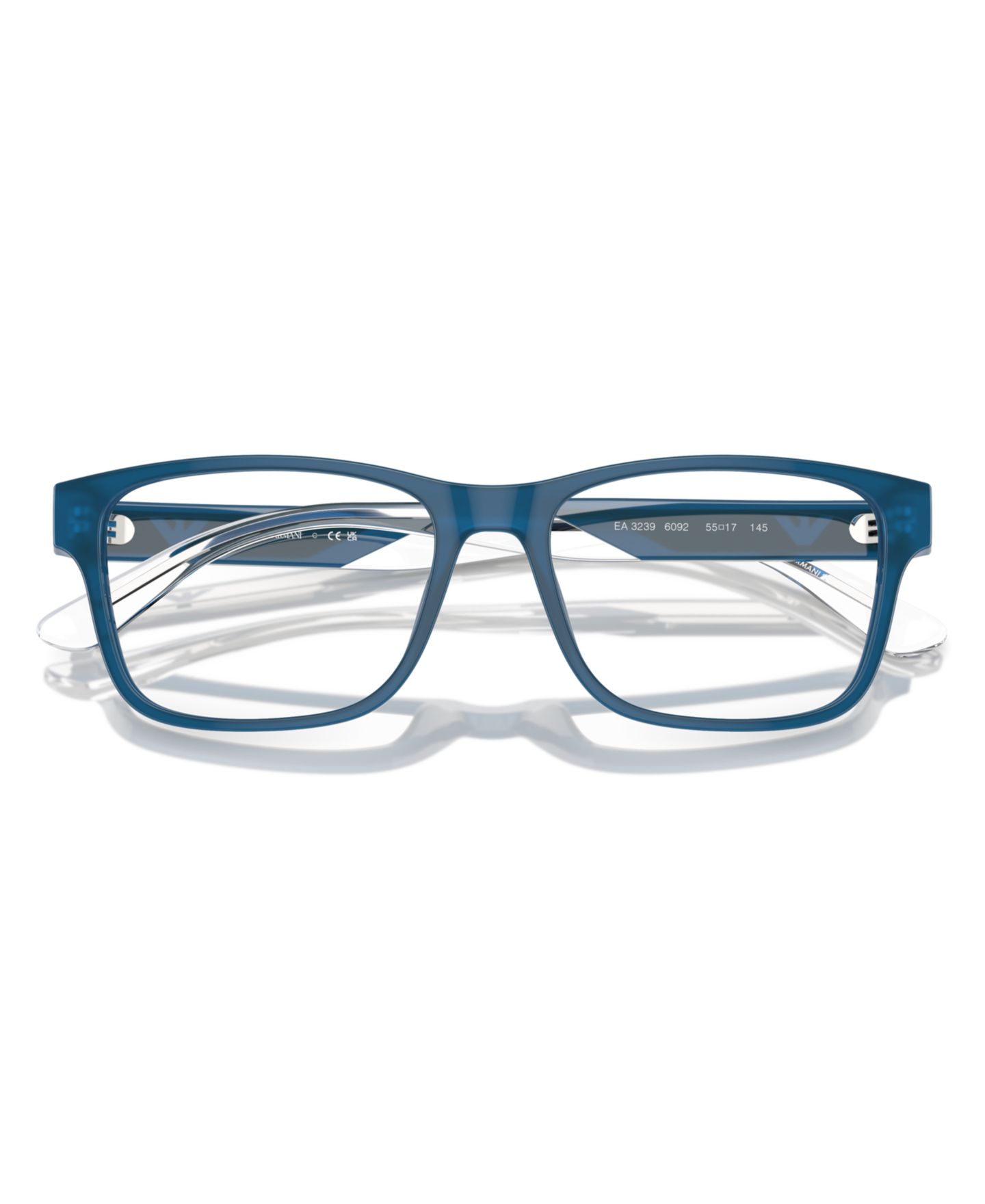 Мужские очки Emporio Armani Rectangle Eyeglasses, EA3239, цвет: Блестящий синий — фото 5