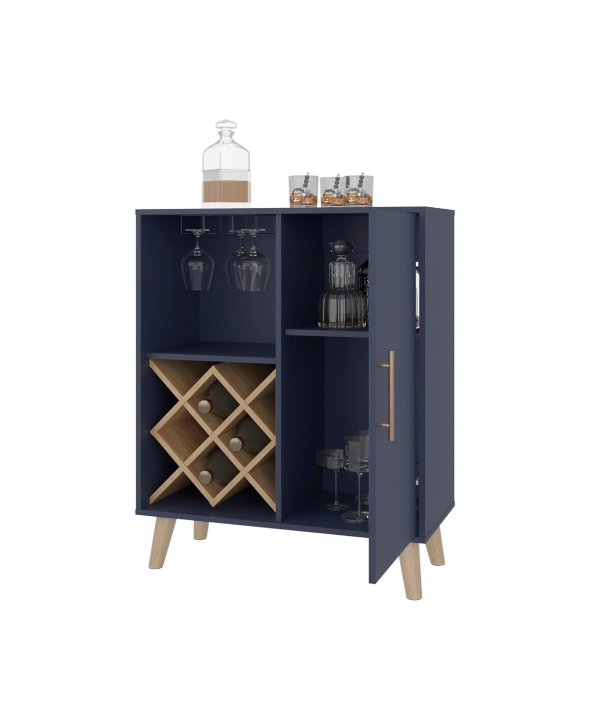 Fm Furniture Angela Bar Cabinet with Wine Rack, and Multifunctional Compartments