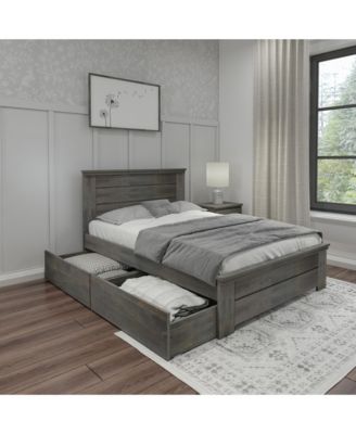 Full Size Bed Frame with Storage Drawers, Solid Wood Platform Bed for Kids