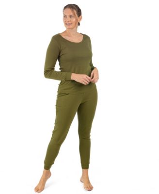 Womens Matching Family Two Piece Cotton Long Sleeve Shirt and Pants Solid Color Pajamas