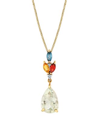 Multi-Gemstone (3-7/15 ct. t.w.) & Diamond Accent Pendant Necklace in 10k Yellow Gold