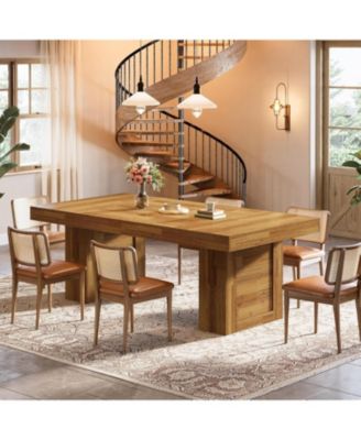 63" Farmhouse Dining Table for 6, Rectangle Wooden Kitchen Table with Heavy-Duty Legs, Rustic