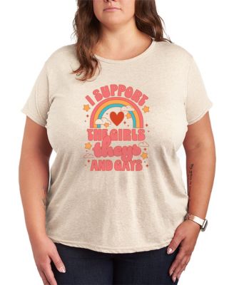 Plus Size Instant Message Pride Support the Girls Theys and Gays Short-Sleeve Graphic T-Shirt