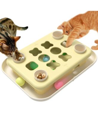 Cat Puzzle Toy Slow Feeder Interactive Brain Teaser with Rolling Balls 2 Difficulty Levels