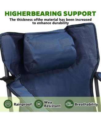 Outdoor Camping Chair, Portable Folding Reclining Chair with 3-Level Adjustment, Side Pockets, Cup Holder and Carry Bag for Lawn, Picnic