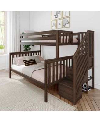 Solid Wood Twin over Full with Staircase for Kids