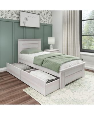 Twin Bed Frame with Storage Drawers, Solid Wood Platform Bed for Kids