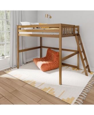 Full Size High Loft Bed with Ladder on End, Solid Wood Frame, Space Saving, 400 lbs Weight Capacity, Easy Assembly