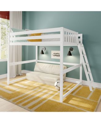 Full Size High Loft Bed with Ladder on End, Solid Wood Frame, Space Saving, 400 lbs Weight Capacity, Easy Assembly