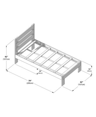 Max and Lily Twin Bed Frame, Farmhouse Solid Wood Platform Bed with Slatted Headboard, Driftwood