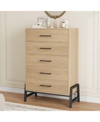 5 Dresser for Bedroom, 50.5 in Tall Drawer with Large Storage Space, Freestanding Wooden Closet Storage Dresser Chest