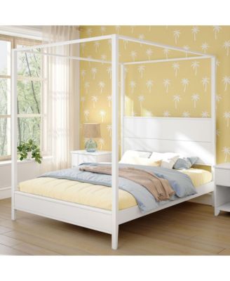 Max and Lily Haven Canopy Bed with Square Post and Wood Headboard (Queen)
